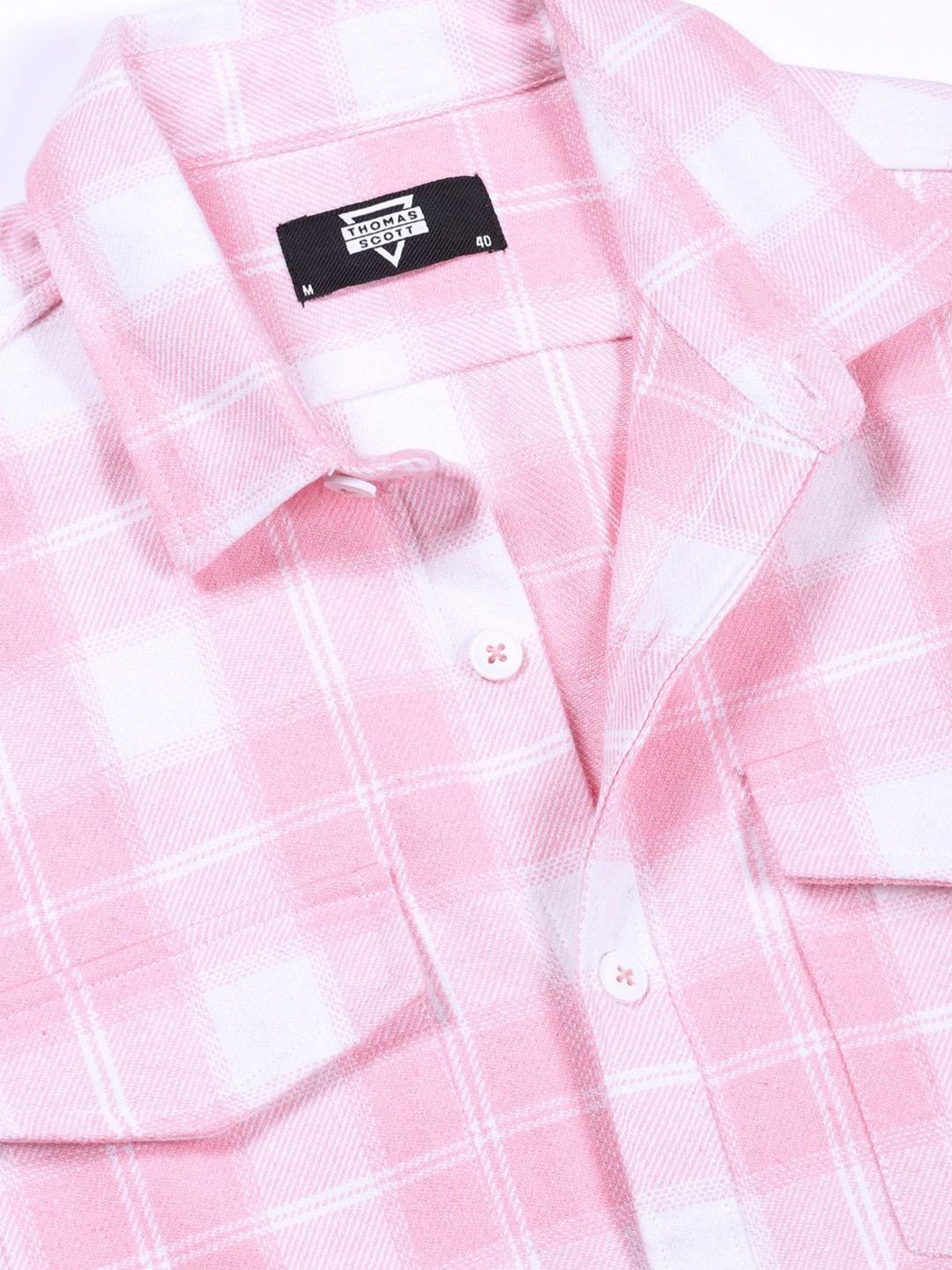Thomas Scott Men Premium Windowpane Checks Opaque Checked Casual Shirt