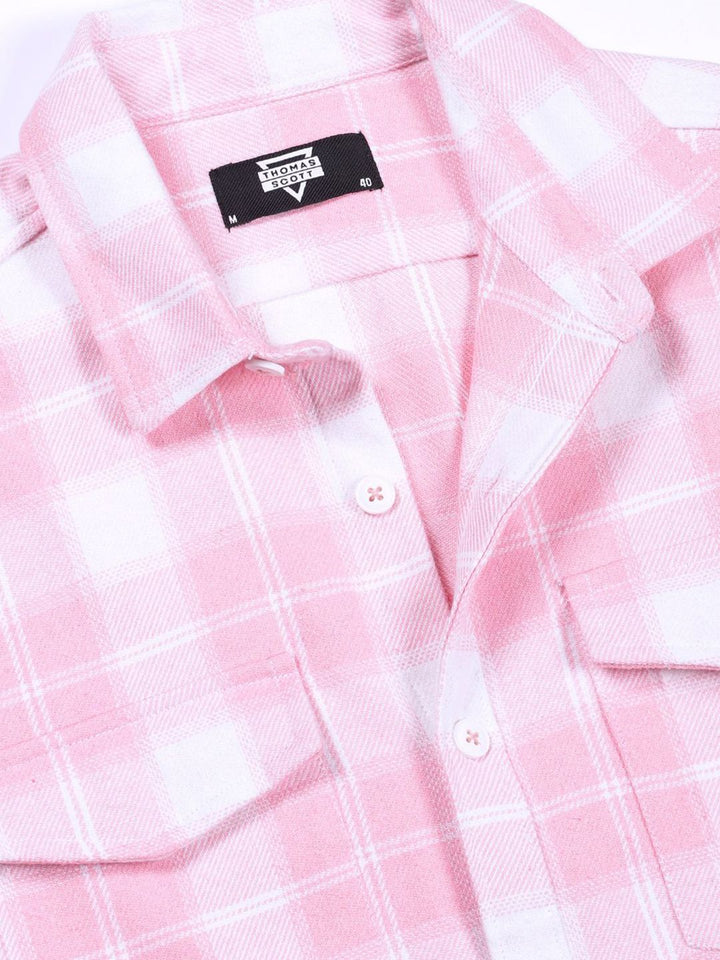 Thomas Scott Men Premium Windowpane Checks Opaque Checked Casual Shirt