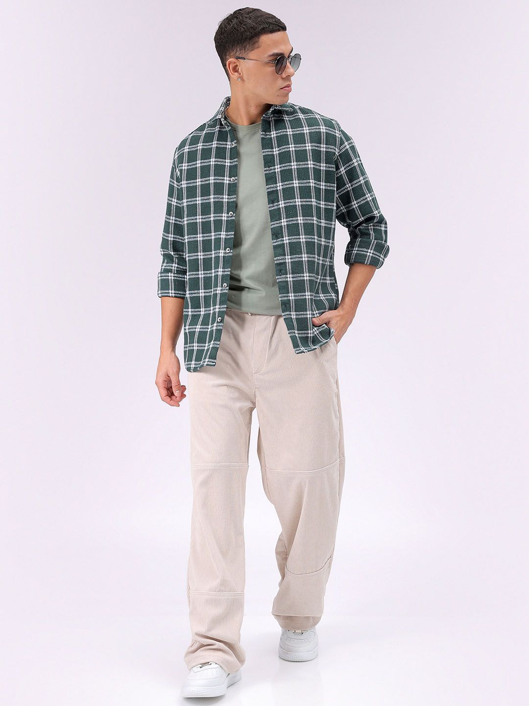 The Indian Garage Co Men Relaxed Fit Checked Textured Resortwear Shirt