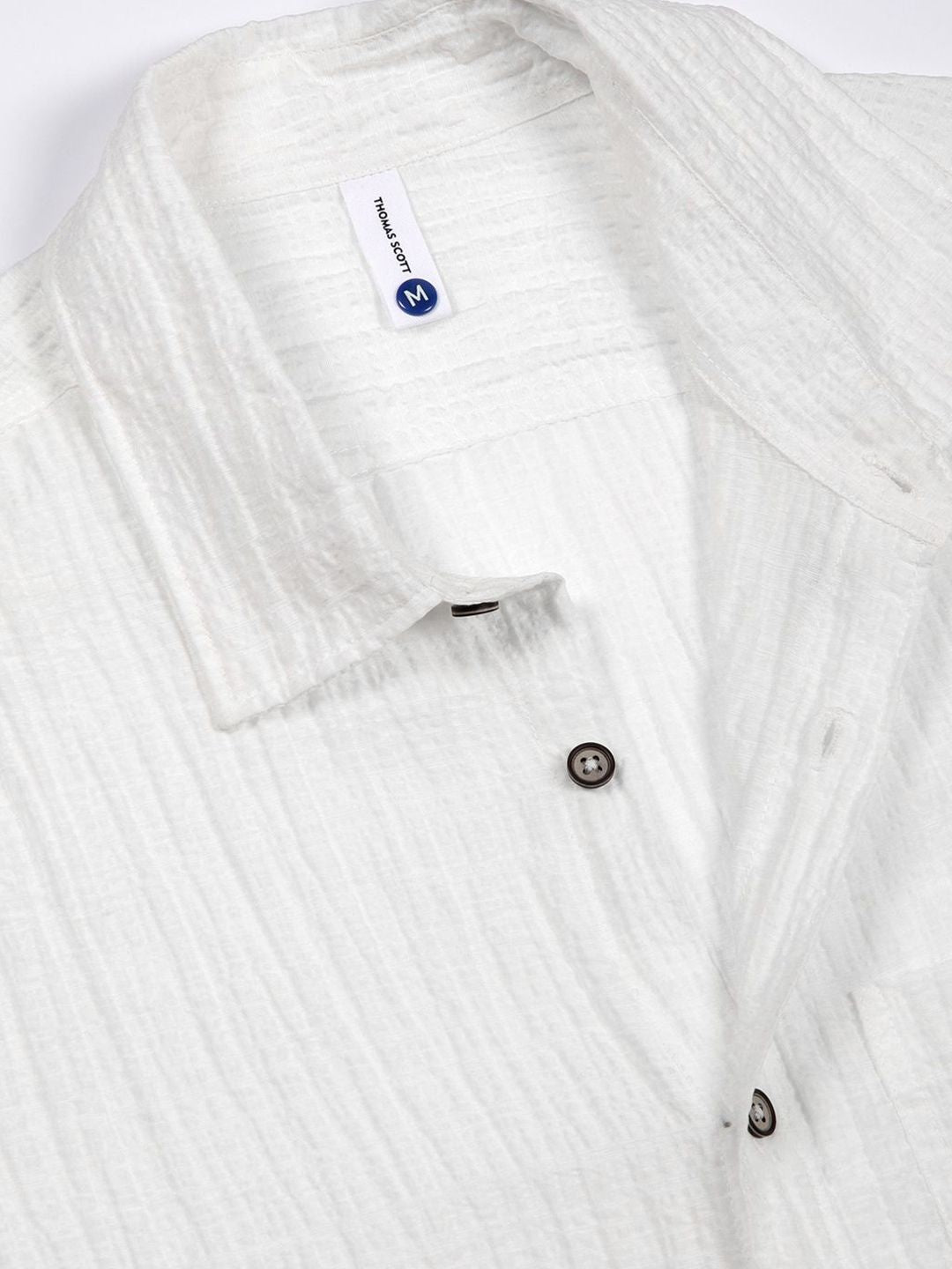 Thomas Scott Men Smart Slim Fit Spread Collar Textured Casual Shirt