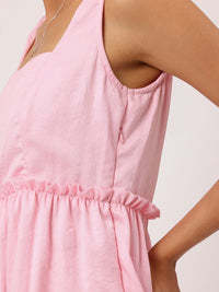 DressBerry Millennial Pink Tiered Mini Magic A-Line Dress