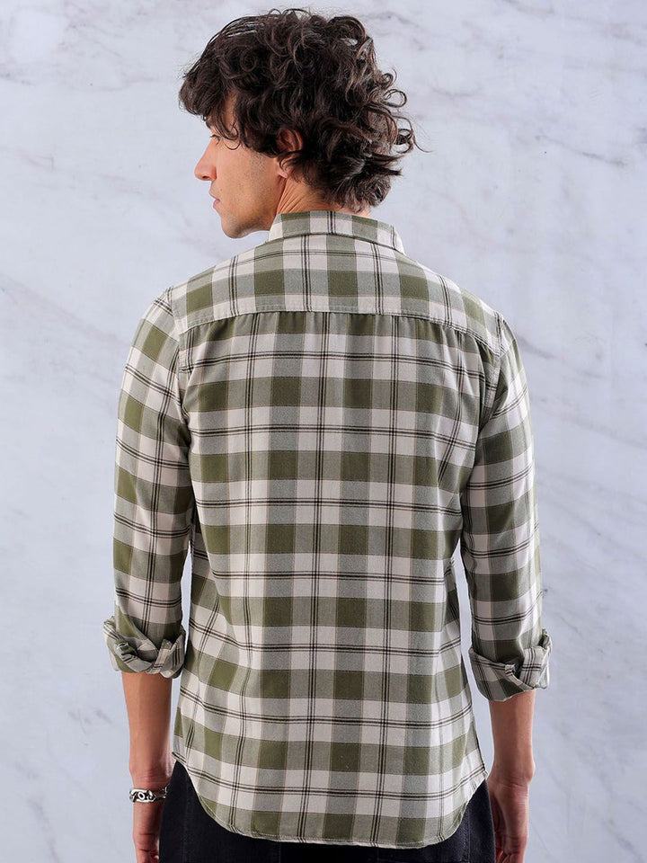 The Indian Garage Co Men Slim Fit Tartan Checks Checked Casual Shirt