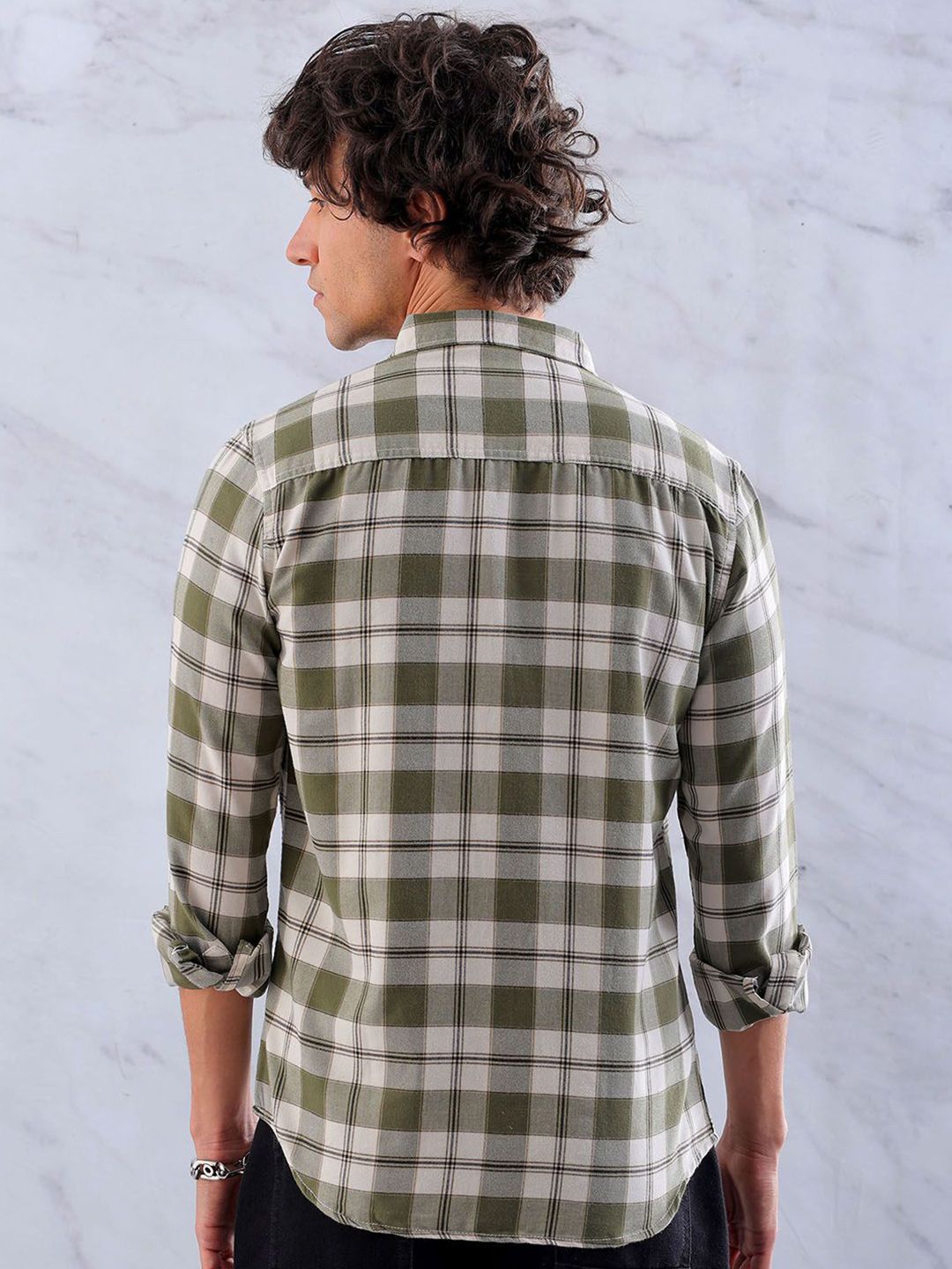 The Indian Garage Co Men Slim Fit Tartan Checks Checked Casual Shirt