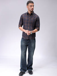 Lelaki Garage CO India Slim Fit Opaque Memeriksa Baju Kasual