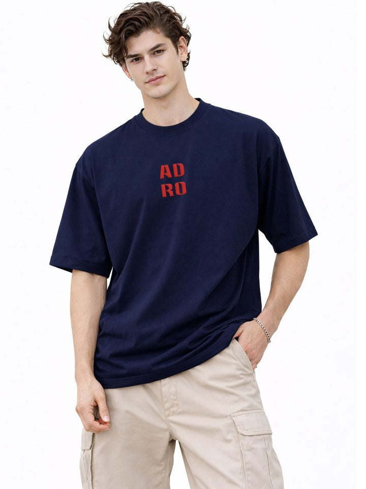 ADRO Graphic Printed Drop-Shoulder Sleeves Cotton T-shirt
