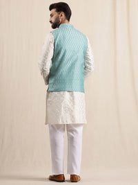 Anouk Ethnic Motifs Embroidered Mandarin Collar Zari Kurta With Pyjamas & Nehru Jacket