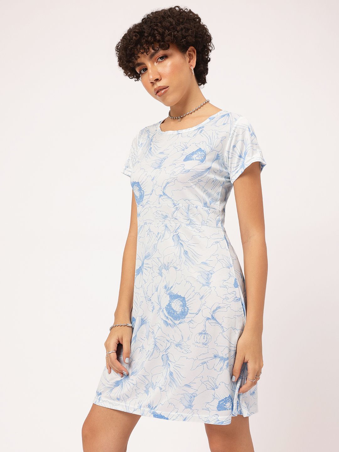 DressBerry Sketchy Sensation Floral Satin A-Line Dress