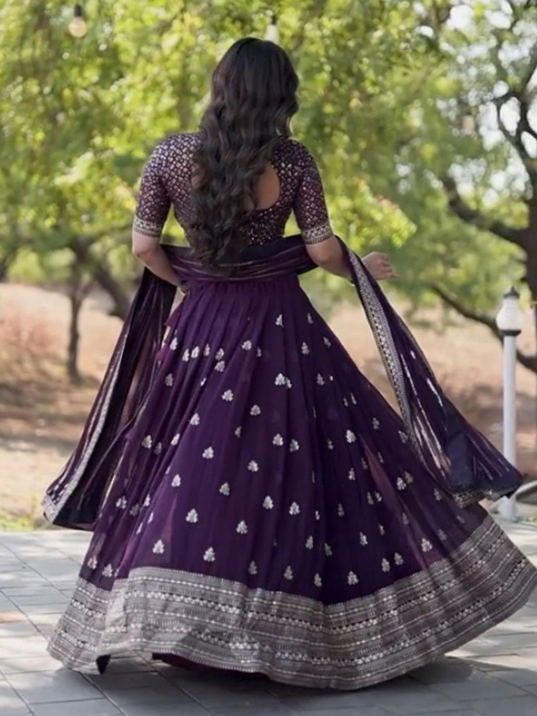 KALINI Embroidered Silk Georgette Semi Stitched Lehenga & Unstitched Blouse With Dupatta