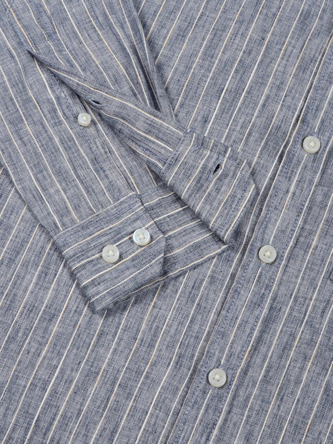 Thomas Scott Men Classic Slim Fit Opaque Striped Casual Shirt
