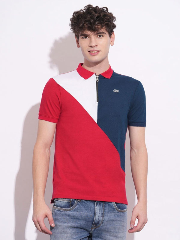 Being Human Men Colourblocked Polo Collar T-shirt
