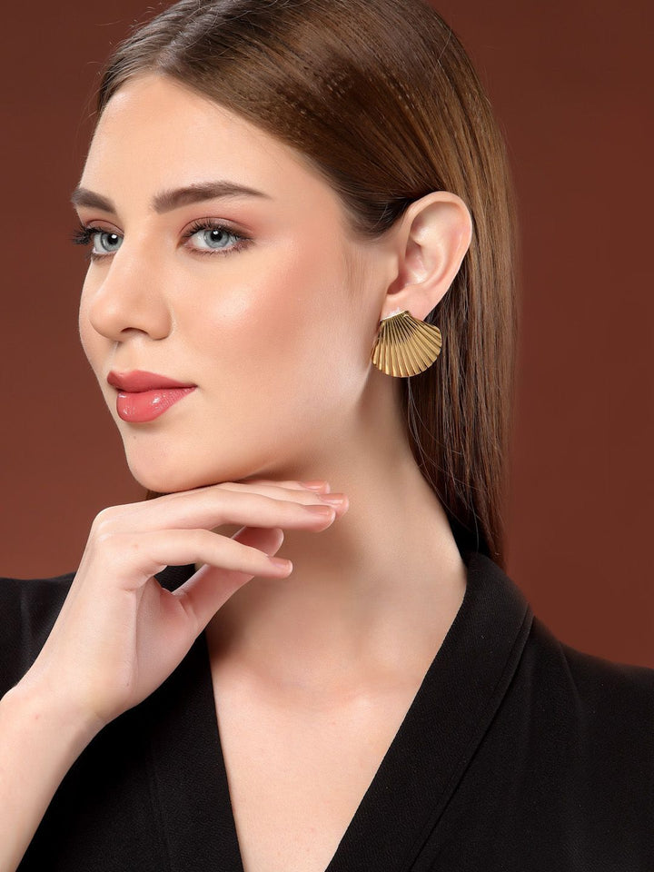 VOGUE PANASH Anting-anting Jatuh Berbentuk Kontemporari Keluli Tahan Karat Saduran Emas