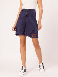 DressBerry Women Ripped Right Frayed Denim Shorts