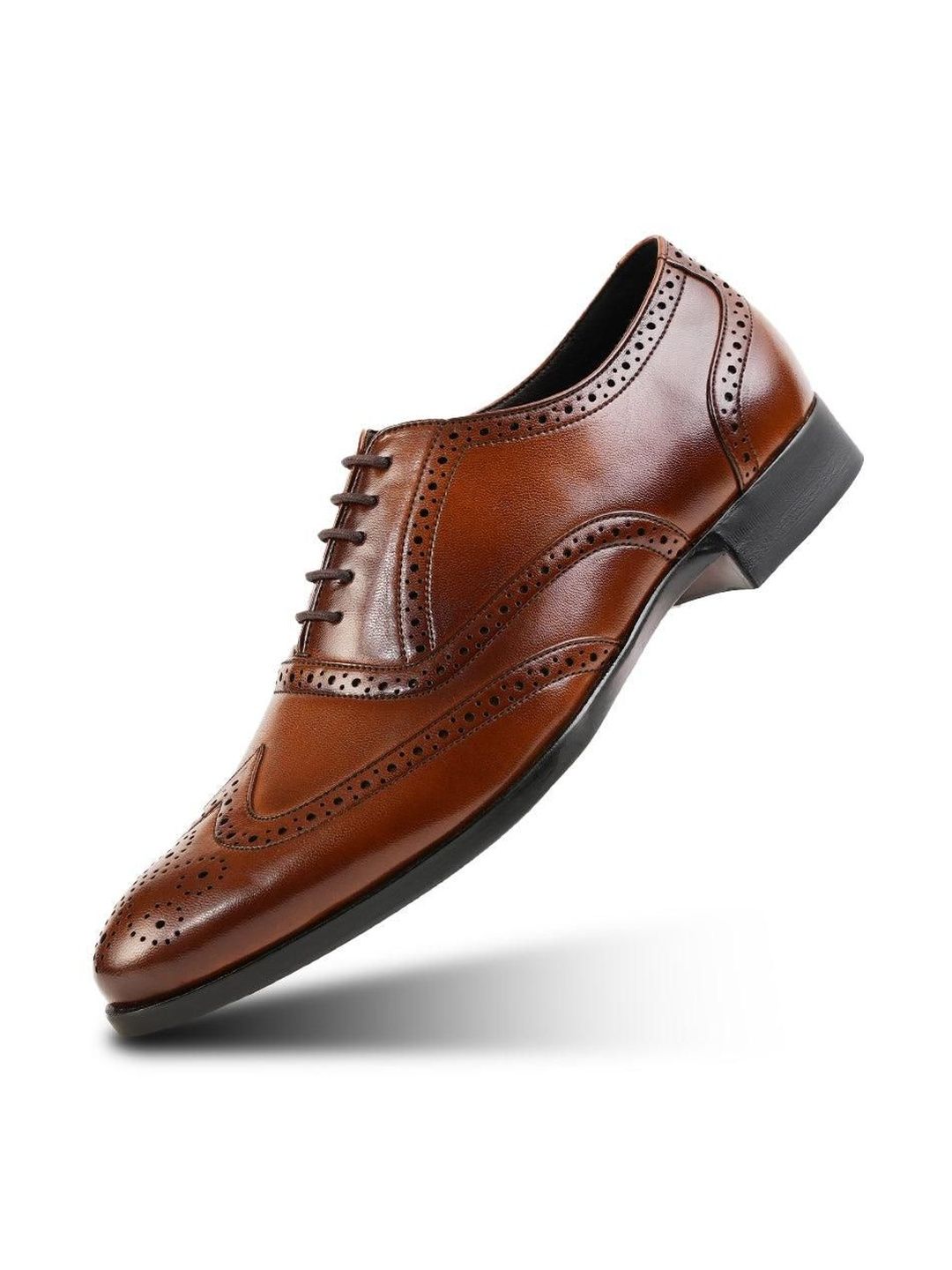Monkstory Wingtip Oxford Lace-Up Brogues - Rich Tan