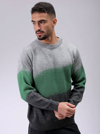 The Indian Garage Co Men Acrylic Colourblocked Round Neck Full Sleeves Pullover Sweaters