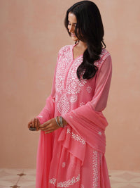 House of Chikankari Women Embroidered Thread Work Georgette Kurta