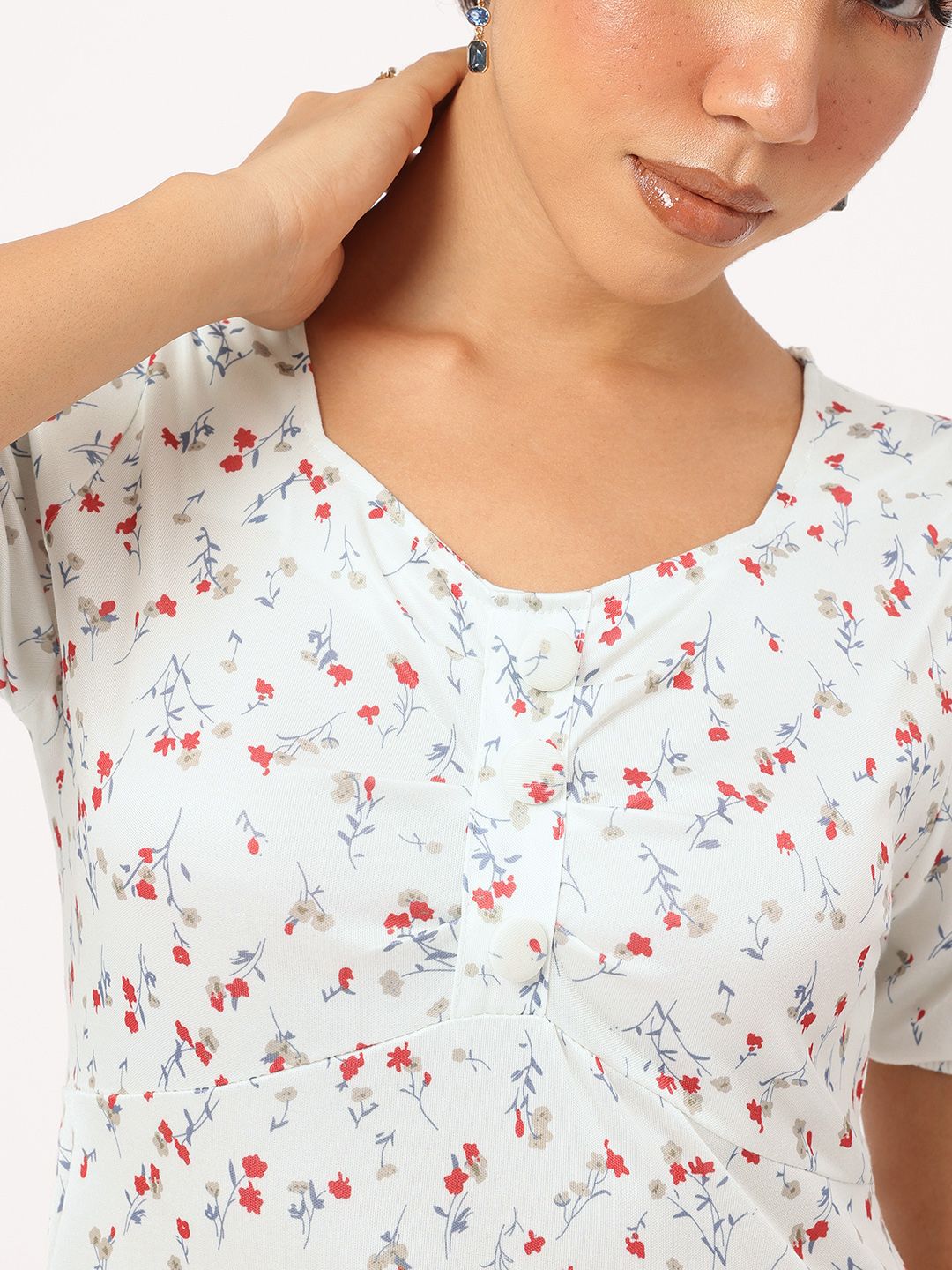 DressBerry Spring Blossom Floral Empire Midi Dress