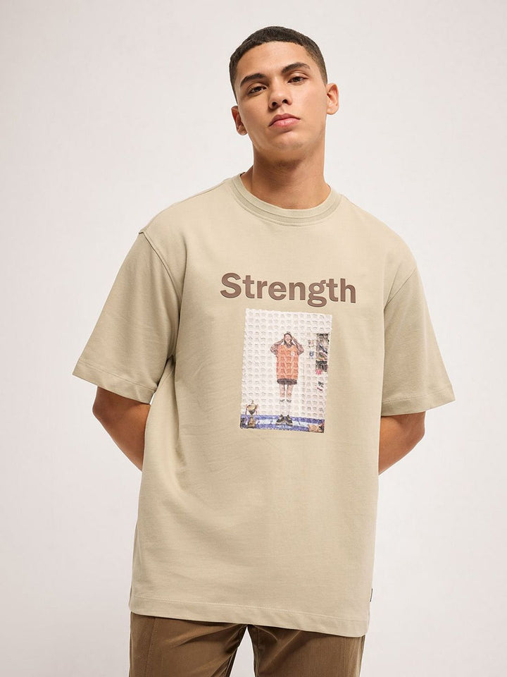 THE BEAR HOUSE Men Graphic Printed Round Neck Cotton Oversized T-shirt