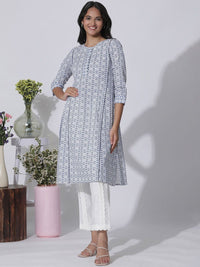 W Ethnic Motifs Printed Cotton Straight Kurta