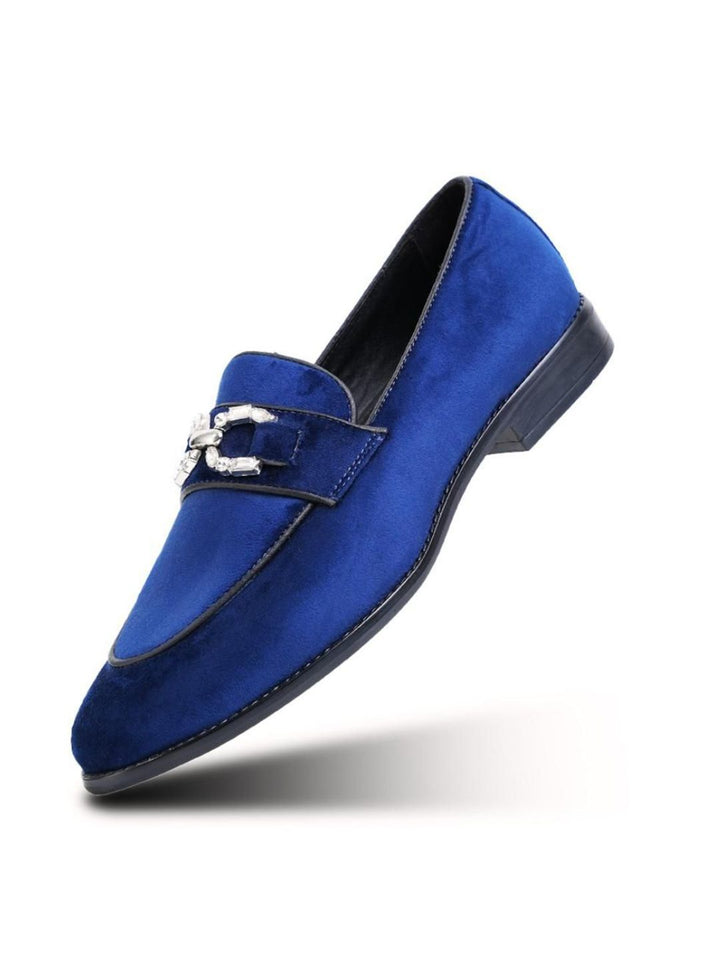 MONKSTORY Men Blue Crystal Bit Loafers