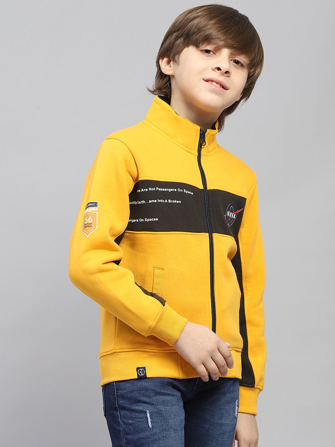Monte Carlo Kids Boys Mock Collar Striped Sweatshirt