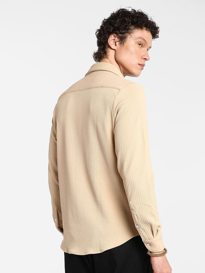 Campus Sutra Men Comfort Spread Collar Textured Casual Shirt