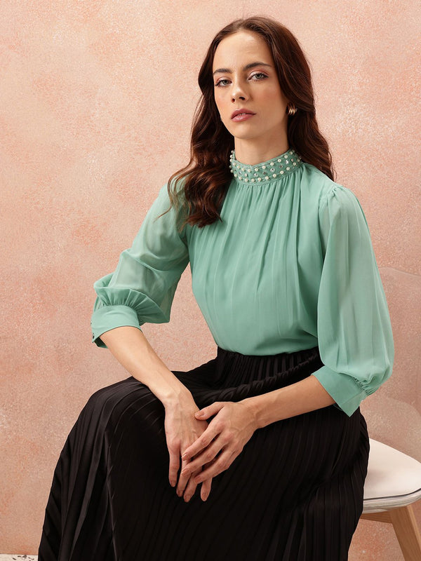 all about you Embellished High Neck Top