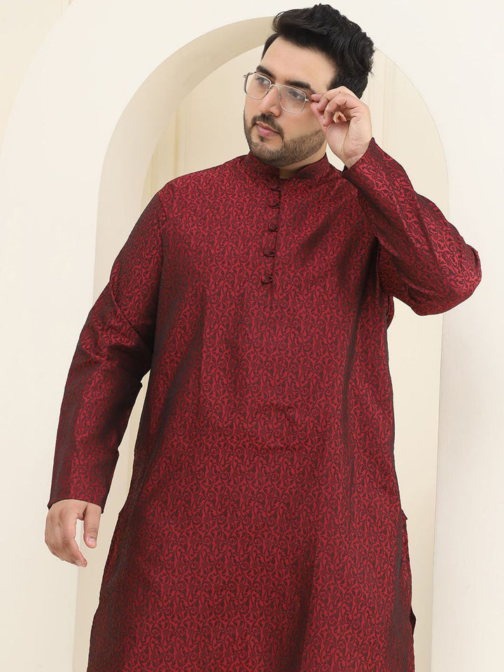 SOJANYA PLUS Plus Size Tenunan Rekaan Kurta Lurus dengan Piyama