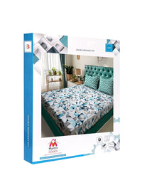 Myntra Elegant Homes White & Blue Geometric 300 TC King Bedsheet with 2 Pillow Covers