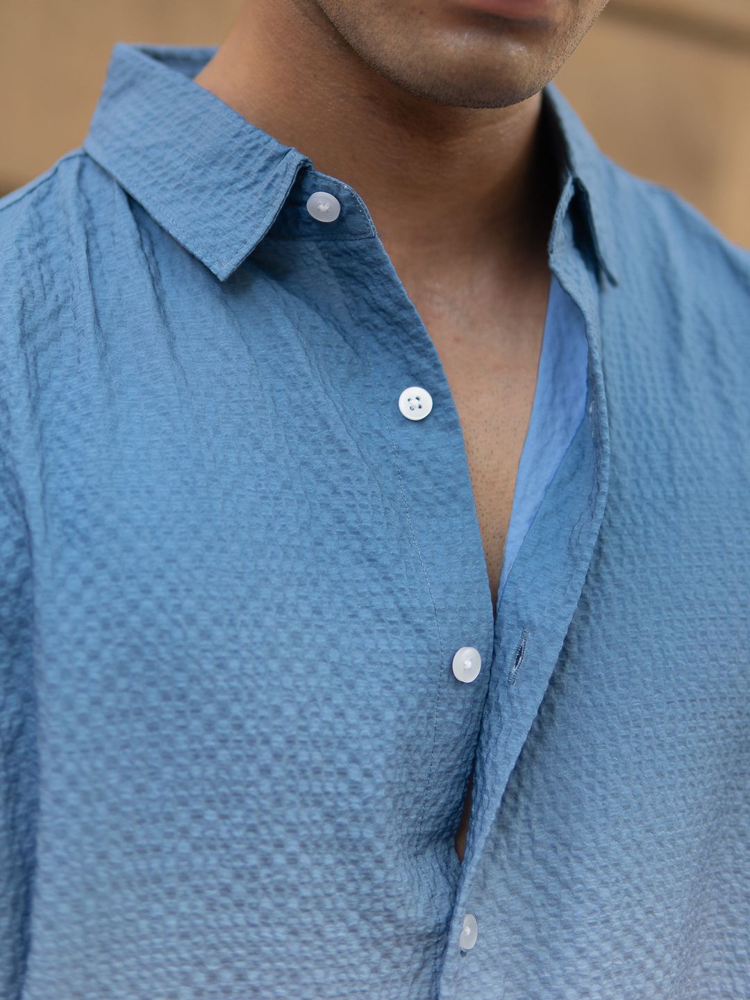 Powerlook Men Dyed Spread Collar Cotton Casual Shirt