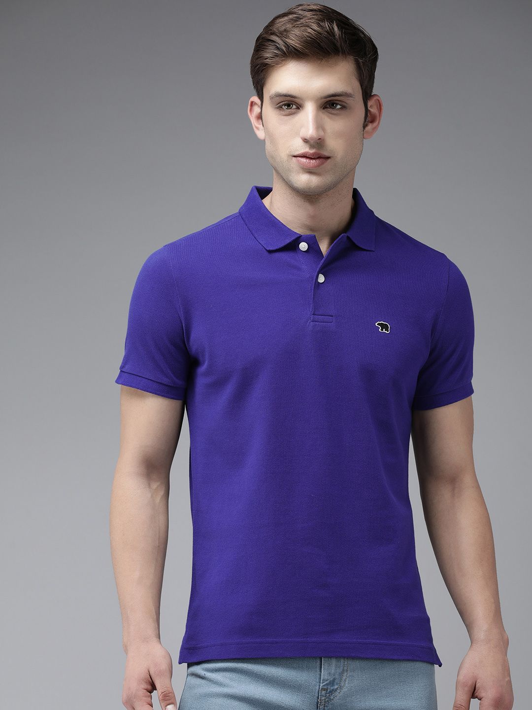 THE BEAR HOUSE Polo Collar Slim Fit Pure Cotton T-shirt