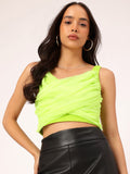 DressBerry Ruffle Net Fitted Crop Top