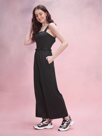 DressBerry Smocked Detail Shoulder Straps Basic Jumpsuit