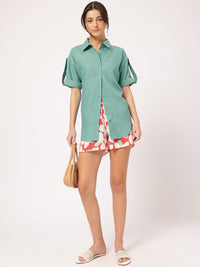 DressBerry Casual Roll Up Sleeves Oversized Shirt