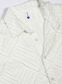 Thomas Scott Men Premium Spread Collar Textured Solid Slim Fit Casual Shirt