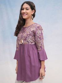 Vishudh Women Self Design Round Neck Top