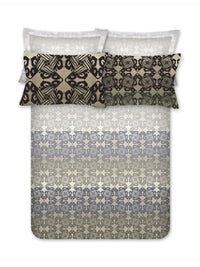 BOMBAY DYEING Grey & Brown Printed 300 TC Cotton King Bedsheet with 4 Pillow Covers