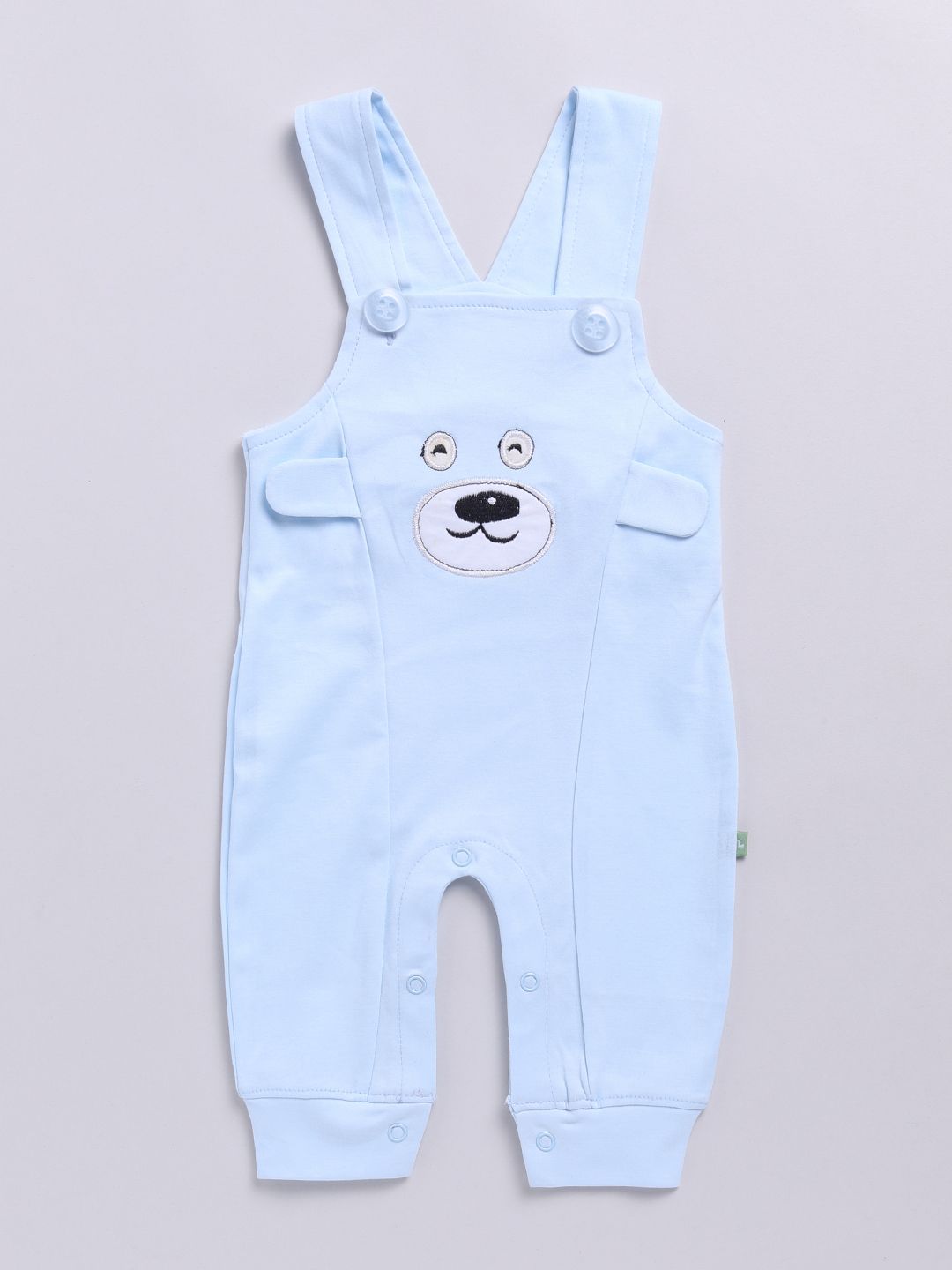 Moms Love Infants Boys Pure Cotton Embroidered Detail Dungaree With Printed T-Shirt