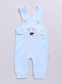 Moms Love Infants Boys Pure Cotton Embroidered Detail Dungaree With Printed T-Shirt