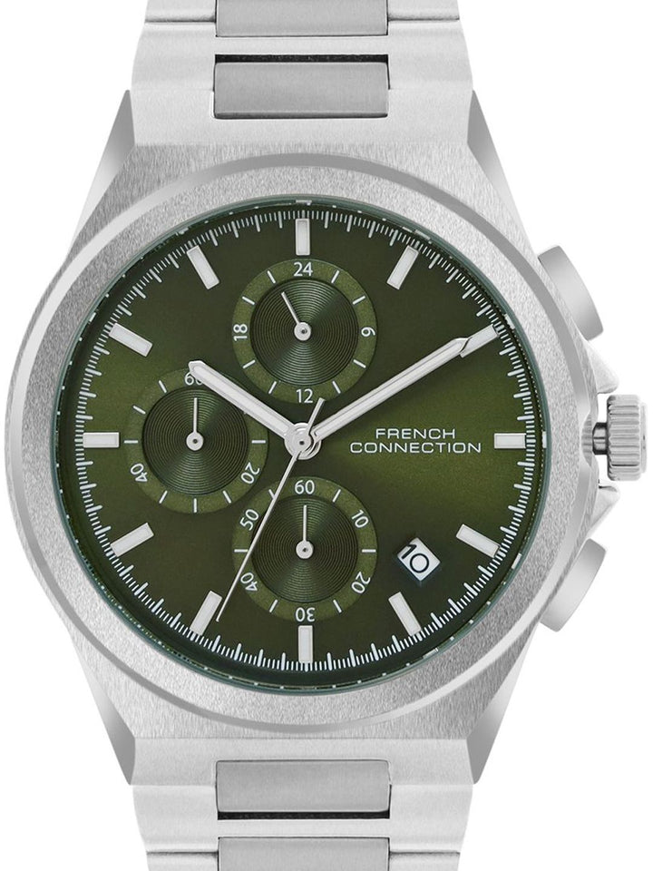 Sambungan Perancis Lelaki Dail Corak & Gelang Gaya Gaya Tali Analog Watch FCH02SM