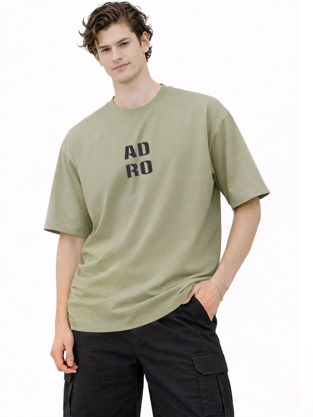 ADRO Men Printed Drop-Shoulder Sleeves T-shirt