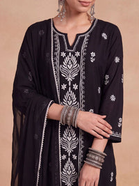 House of Chikankari Women Embroidered Thread Work Kurta with Trousers & Dupatta