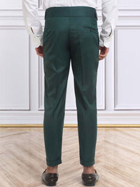 Men's Bottle Green Cotton Rich Solid Slim Fit Formal Gurkha Pants