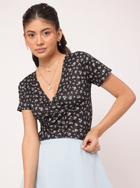 DressBerry Flower Child Essentials Printed Wrap Crop Top