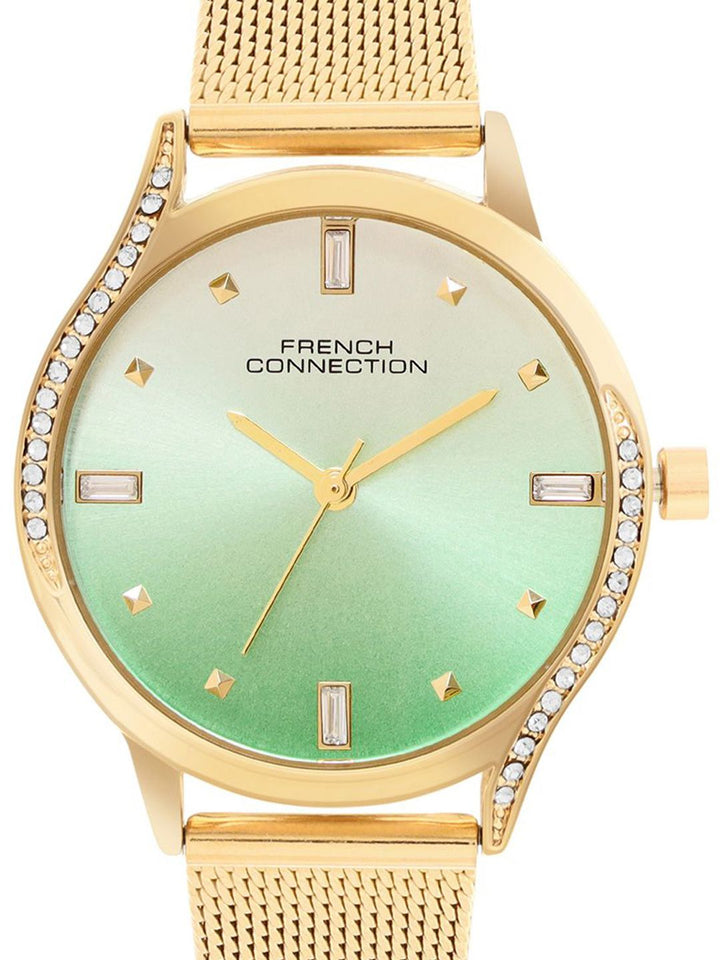 French Connection Women Embellished Dial & Stainless Steel Bracelet Style Straps Analogue Watch FCN082NGM