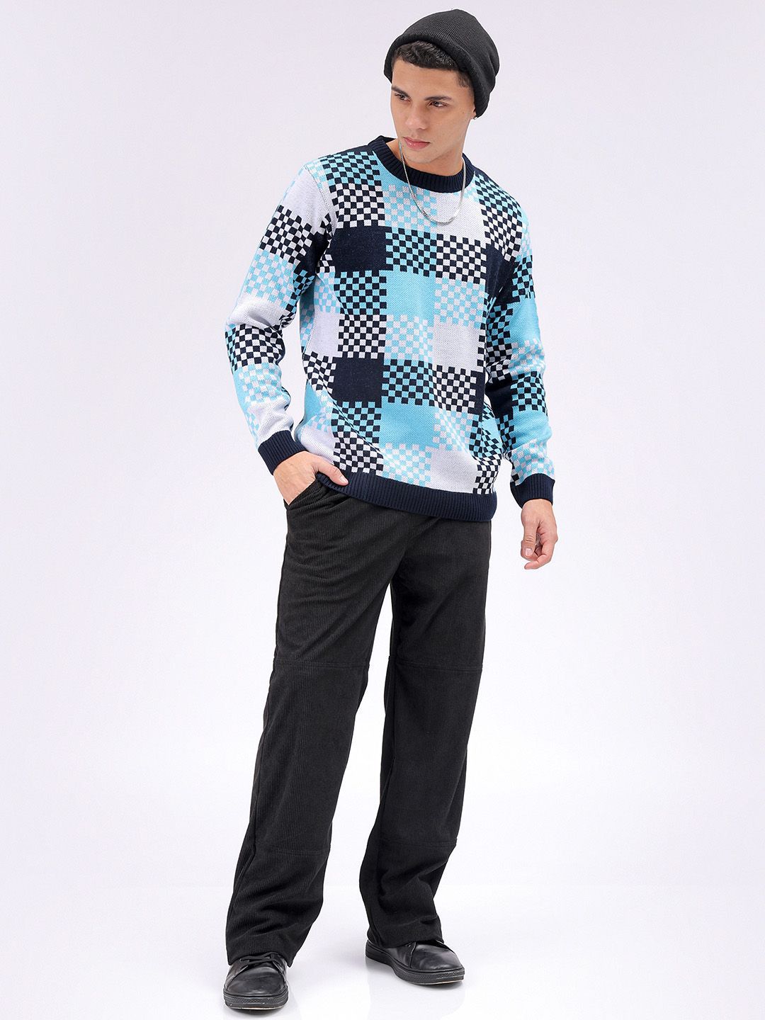 The Indian Garage Co Men Checked Pullover Sweaters