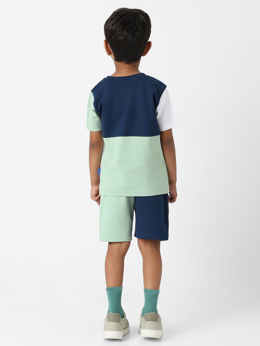 Nauti Nati Boys Colourblocked T-shirt with Shorts