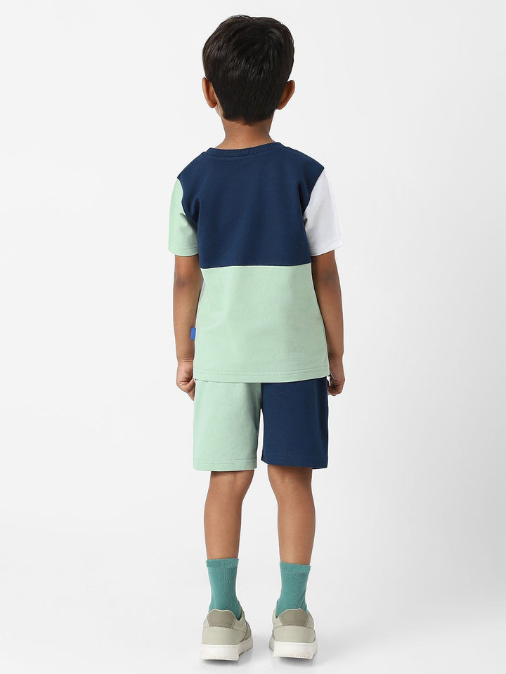 Nauti Nati Boys Colourblocked T-shirt with Shorts