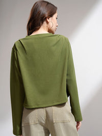 Tokyo Talkies Women Solid V-Neck Full Sleeve Top