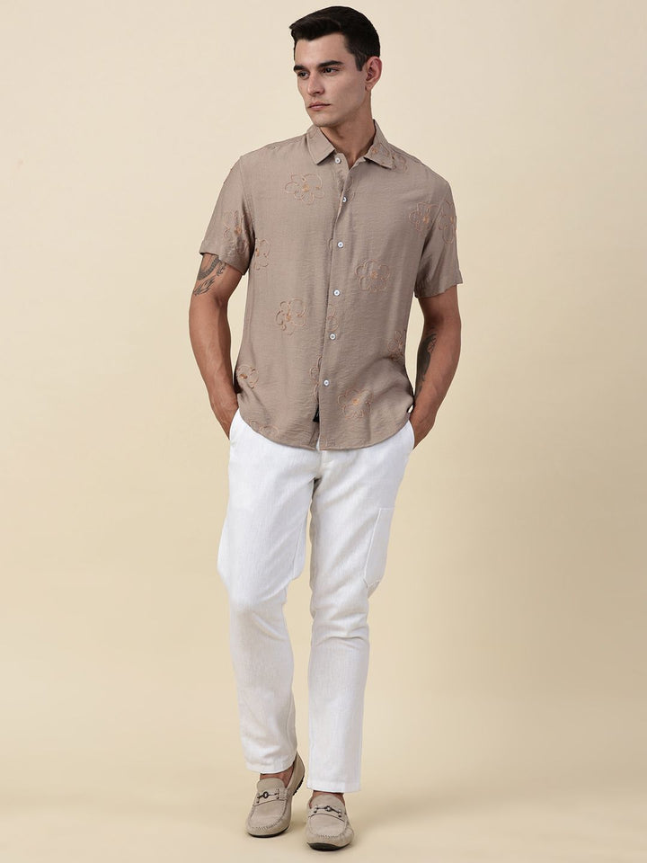 Thomas Scott Men Embroidered Regular Fit Casual Shirt