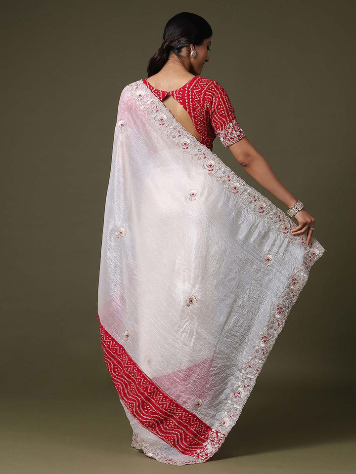 Saree mall Bandhani Embroidered Tissue Sarees